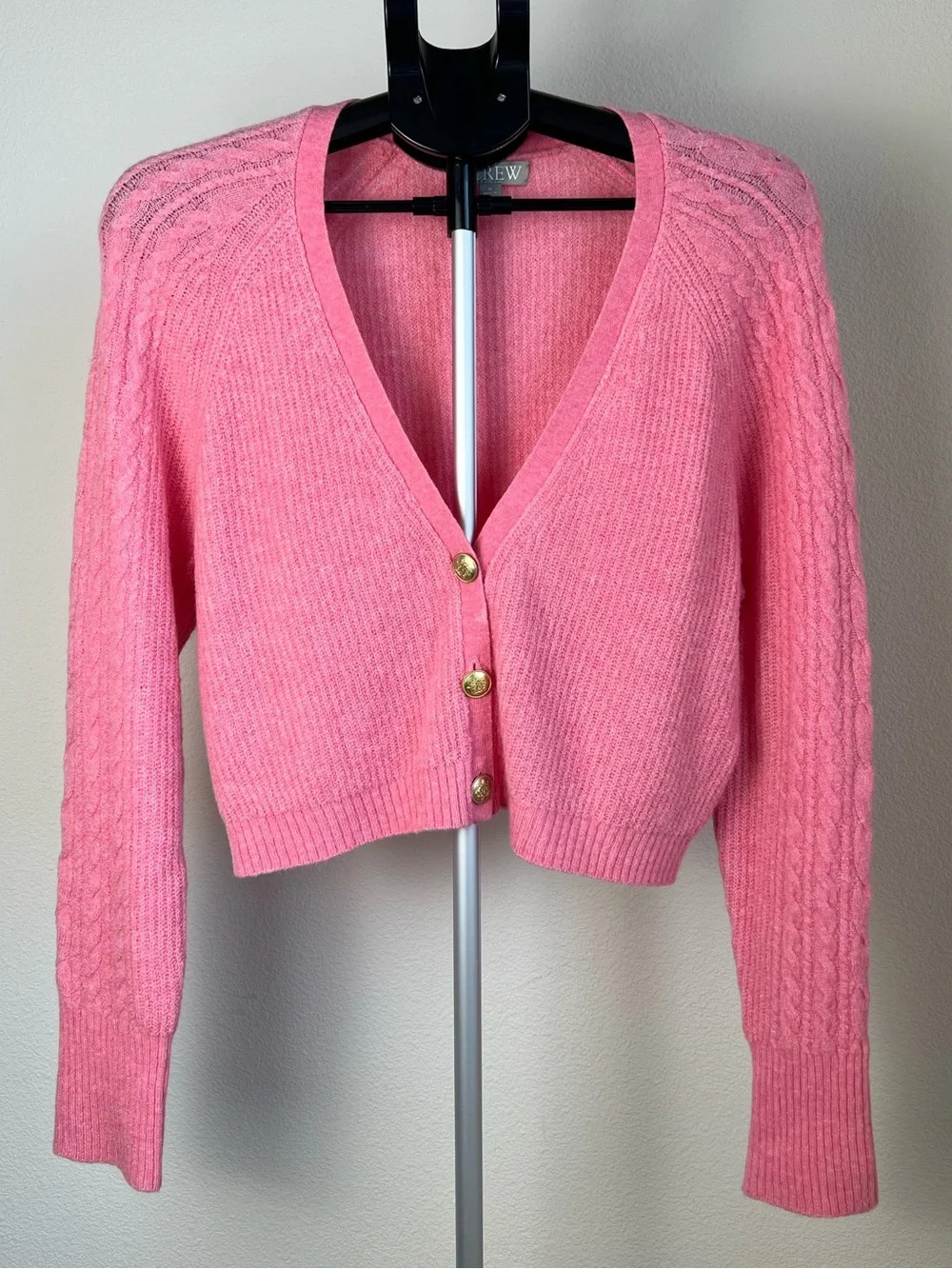 J.Crew Pink Cropped Cardigan Preppy Wool Alpaca Old Money Academia Preppy Barbie